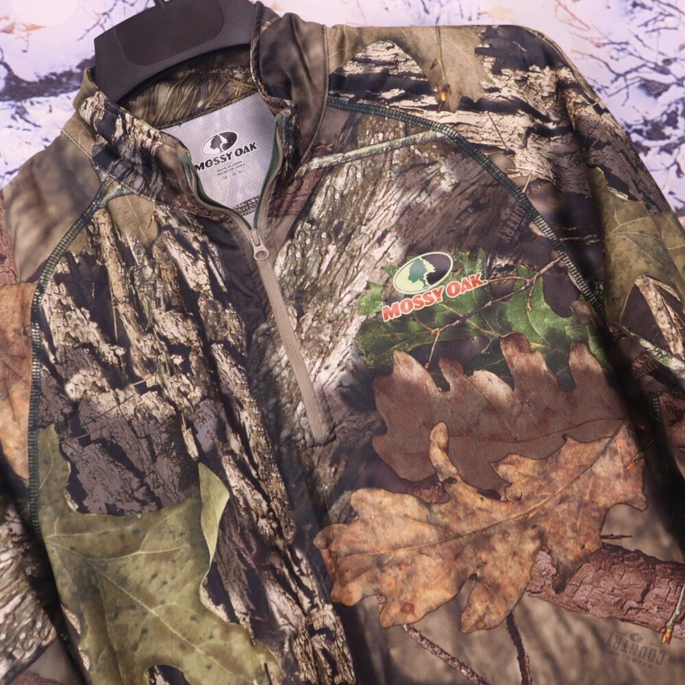 MOSSY OAK ZIP JACKET M Camo Long Hunting Casual Warm Fall Winter Logo